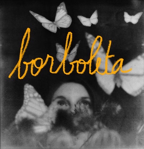 Affiche Borboleta Théâtre avec papillons dorés sur fond sombre